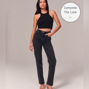 Abercrombie 90s Ultra High Rise Straight Curve Love Jeans - Black